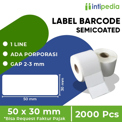 

LABEL BARCODE SEMICOATED 50 MM x 30 MM ISI 2000 PCS MURAH