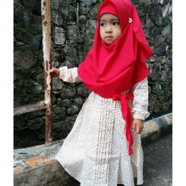 Ania merah/ gamis anak / gamis katun jepang