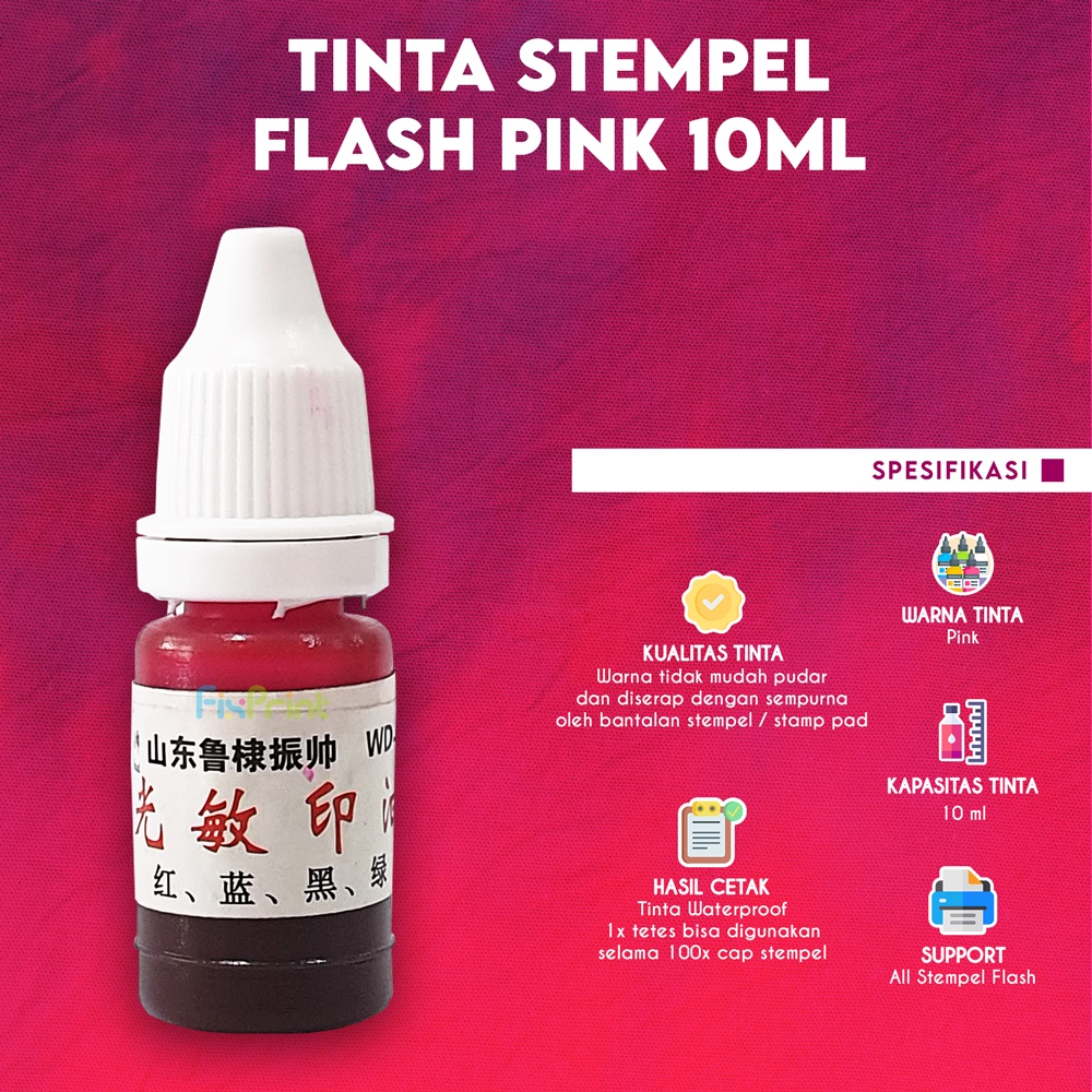 

Tinta Stempel Flash Pink 10ml, Refill Stamp Ink Waterproof Merah Muda 10 Ml