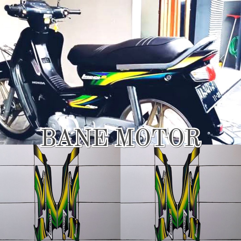 PROMO.. stiker motor Legenda 2002 hitam hijau - stiker body Honda Legenda 2002