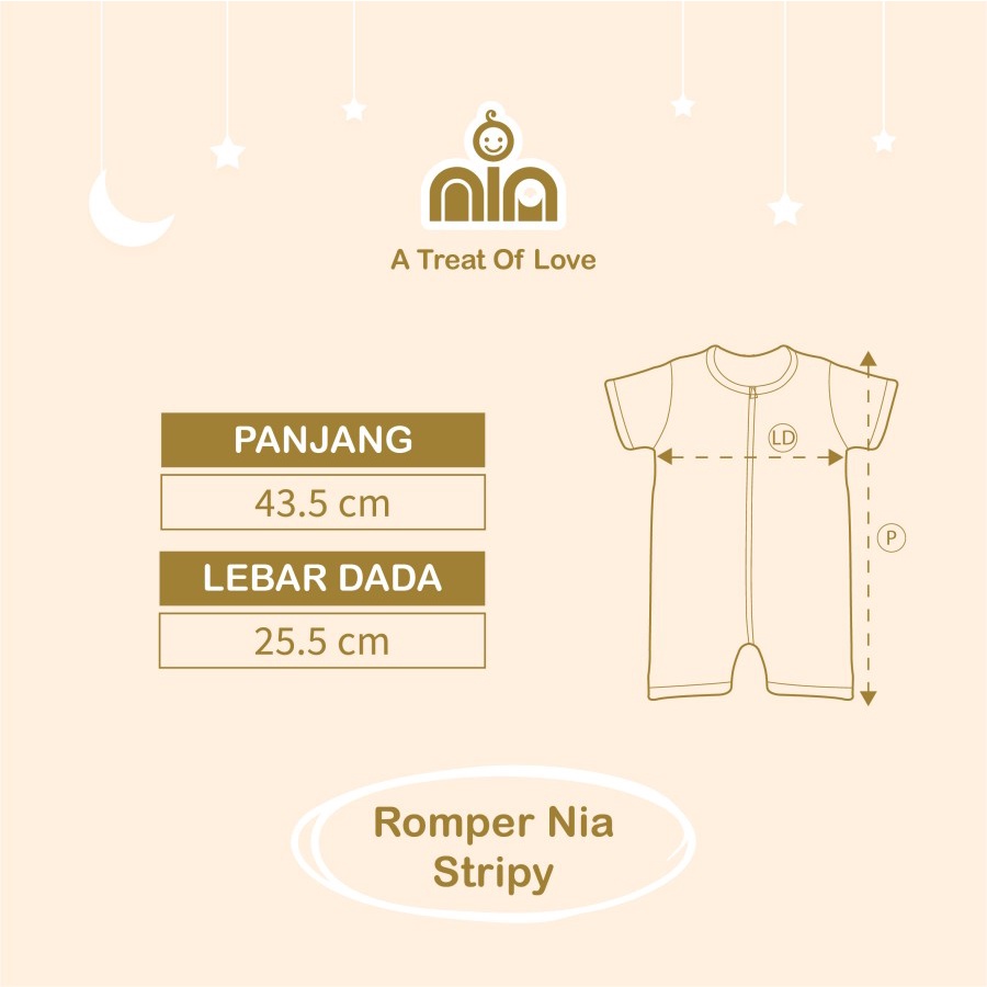 NIA Romper Bayi Unisex Merk Nia Motif Salur Stripy 3-6 Bulan Merk Nia