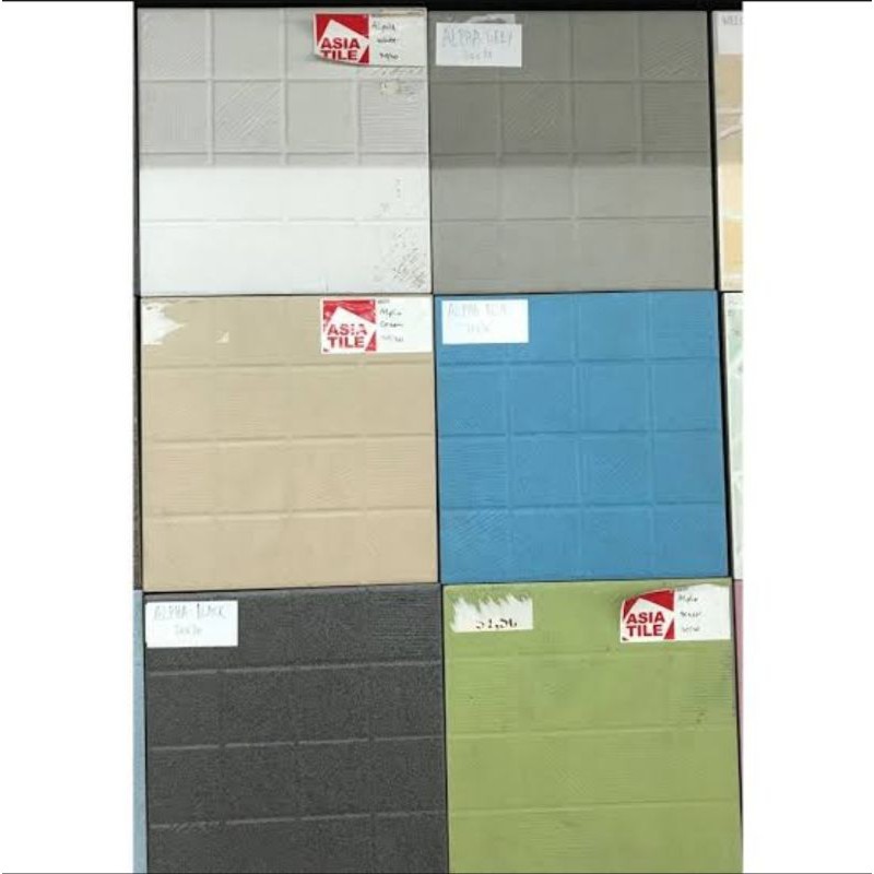 keramik lantai 20x20 asia alpha white grey cream blue black green