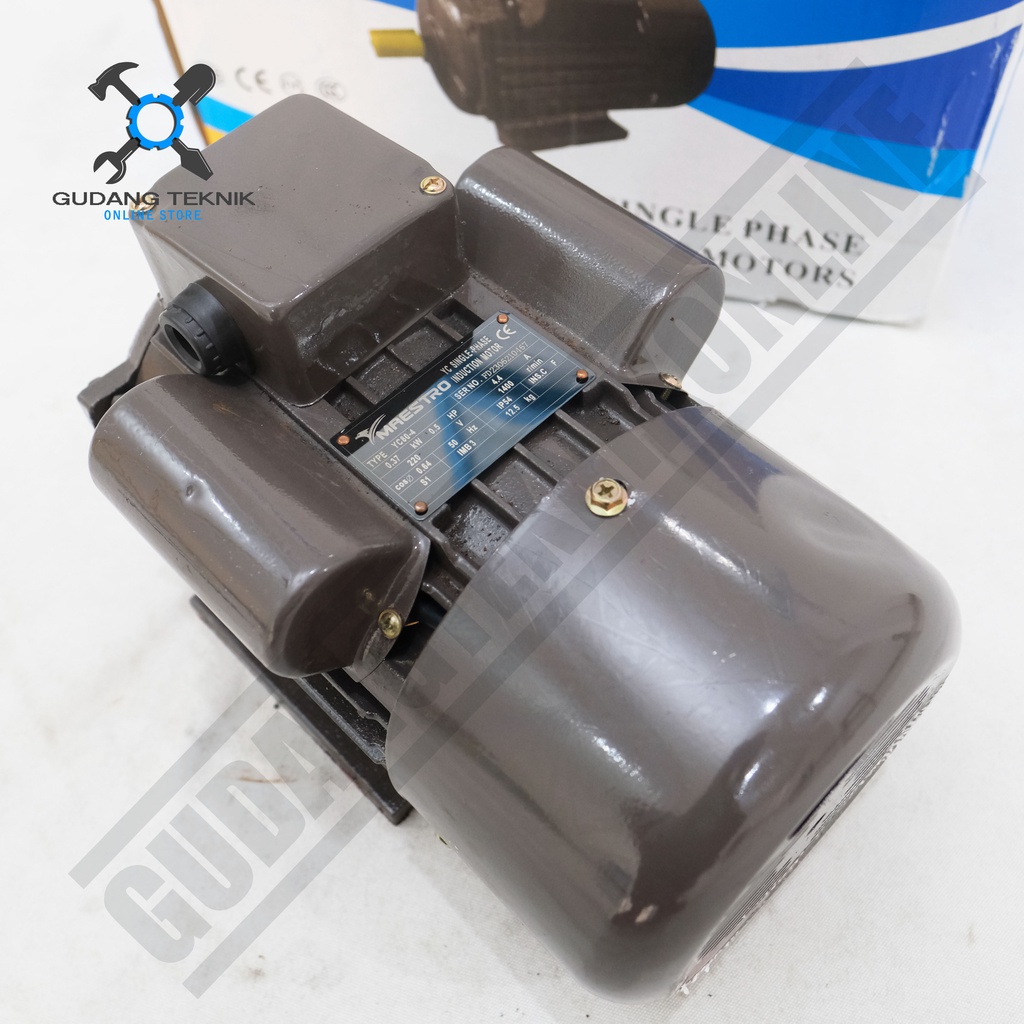 Dinamo Motor Penggerak 3/4Hp 4P 1Ph YC90-4 1400Rpm / Elektro Motor Maestro 0.75Hp YC 90-4