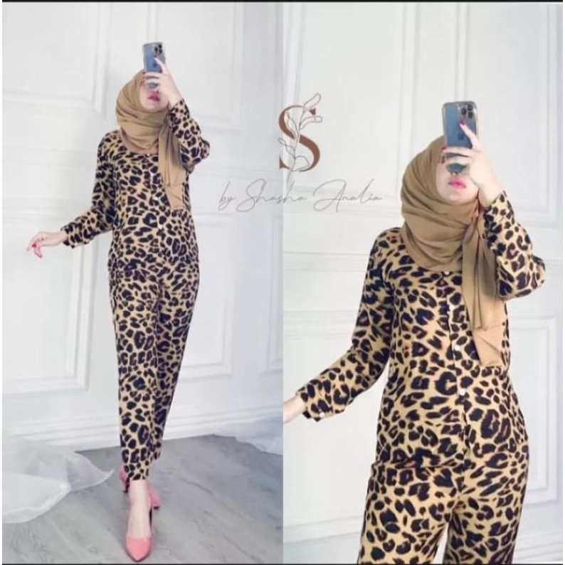 TERBARU SETELAN WANITA KEKINIAN 2022 ONE SET RAYON VISCOSE PREMIUM DAILYSET SETELAN BAJU DAN CELANA MOTIF LEOPARD