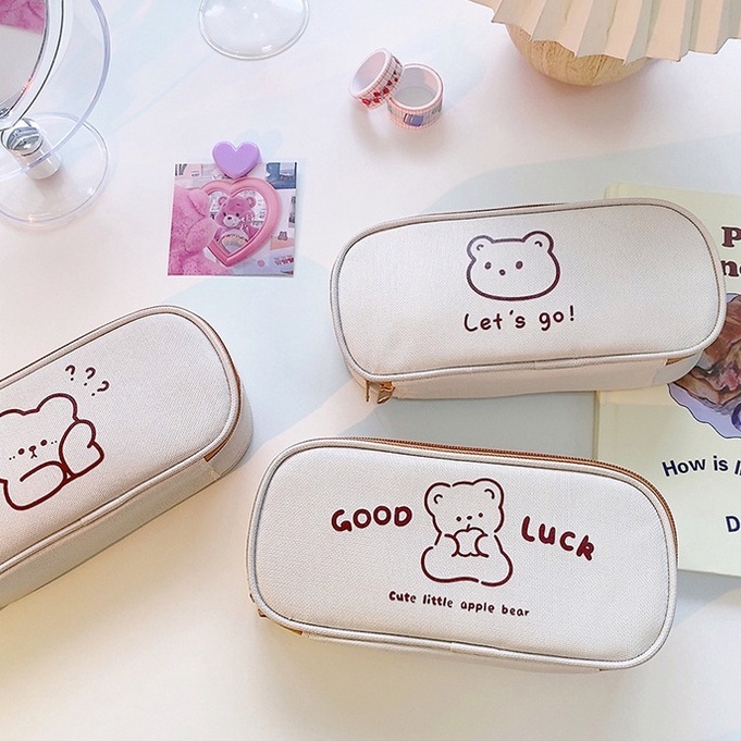 

Mismi Annette Pencil Case Kotak Pensil Cute Bear Sekolah Perempuan Trendy - K1A