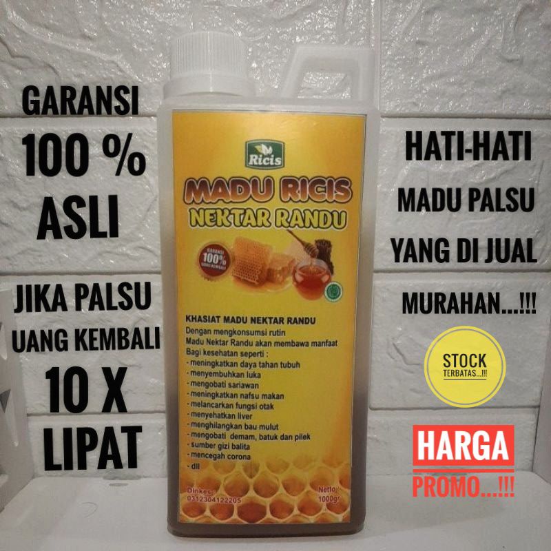 [[ASLI 100%]]MADU ASLI MULTIFLORA MADU RANDU MADU HUTAN LIAR ASLI MURNI ALAMI 1000 GRAM MADU RICIS