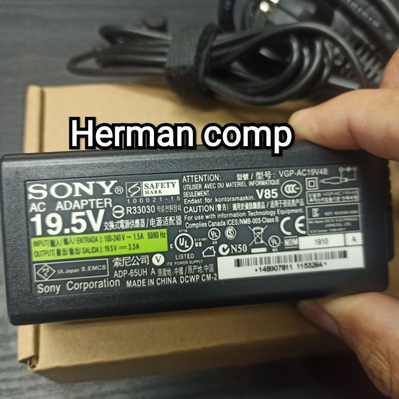 Original Charger Adaptor Sony Vaio 19.5V 3.3A VGP-AC19V48 65W