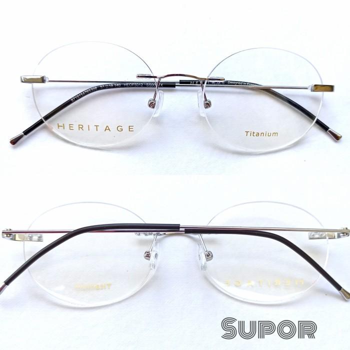 FL13 Frame kacamata Titanium Original Frameless Rimless Bulat Wanita