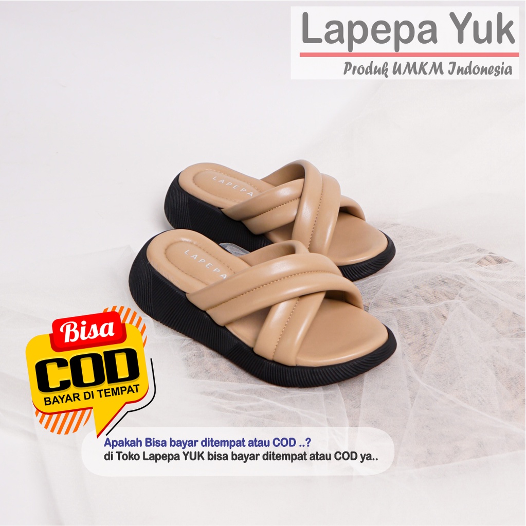 LAPEPA YUK - Sandal Platform Anak Perempuan Usia 2 sampai 10 Tahun NADHIRA KIDS Sendal Anak cewek Wedges Wanita Empuk Model Silang Warna SMOKE Brown Cokelat Soft Strap cewe Slop Usia Umur 3 4 5 6 7 8 9 thn Tahun Premium Ori Original Mall Official Store