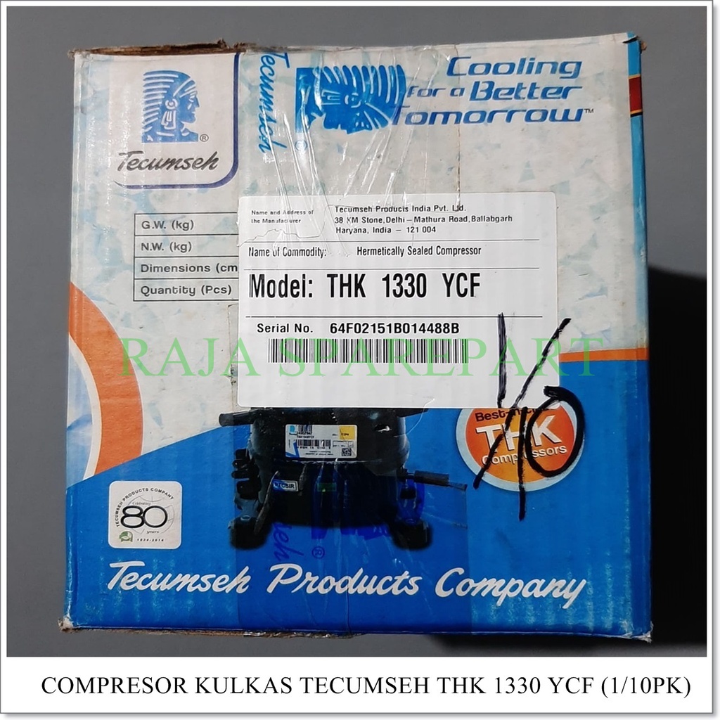 Compressor Kulkas &quot;TECUMSEH&quot; 1/10pk 1330YCF (Harga Sudah Termasuk Packing Kayu)