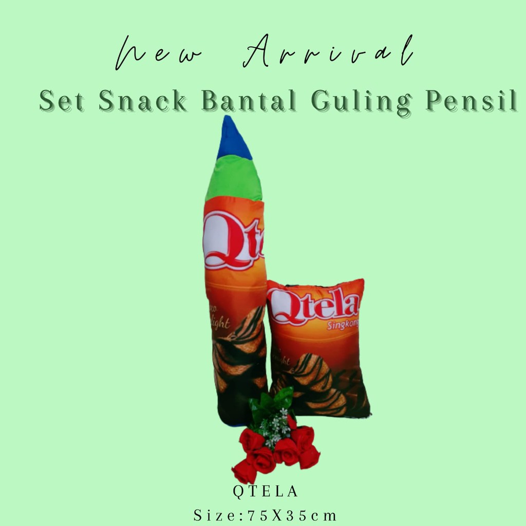 Set Snack Bantal Guling Pensil Bahan Satin motif qtela