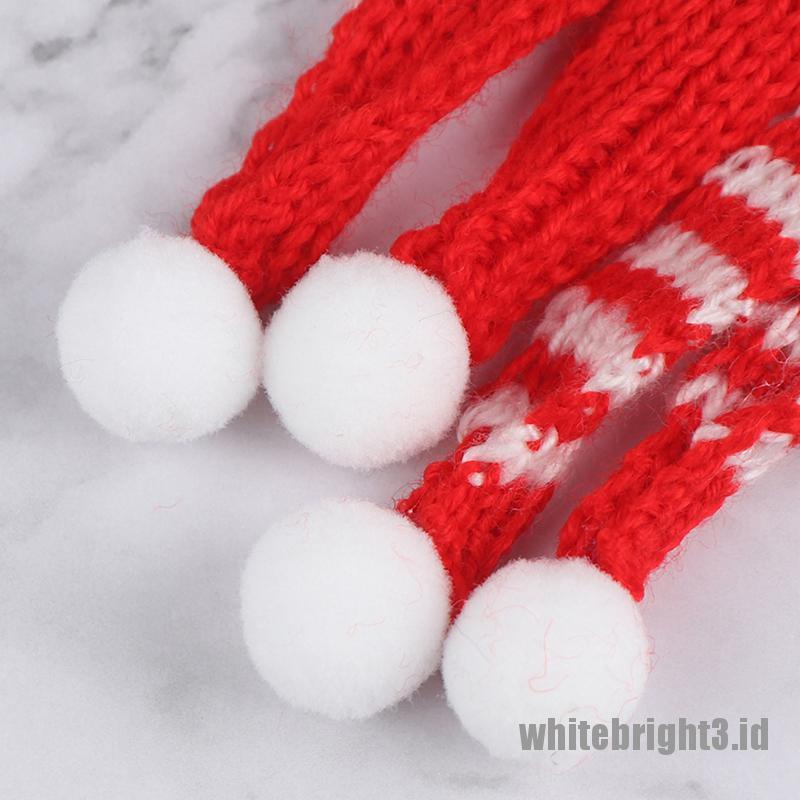 (white3) Miniatur Topi Natal + Syal Skala 1: 6 1: 12 Untuk Aksesoris Rumah Boneka