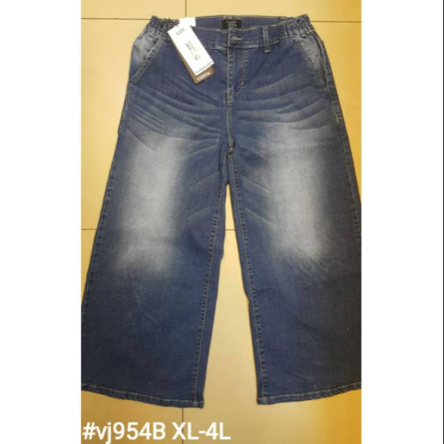 #954B VJ KULOT JEANS PINGGANG KARET BIG SIZE