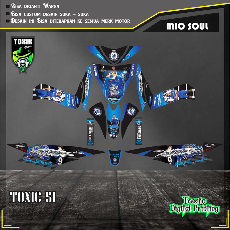 Sticker Decal YAMAHA MIO SPORTY CHELSEA  BIRU HITAM