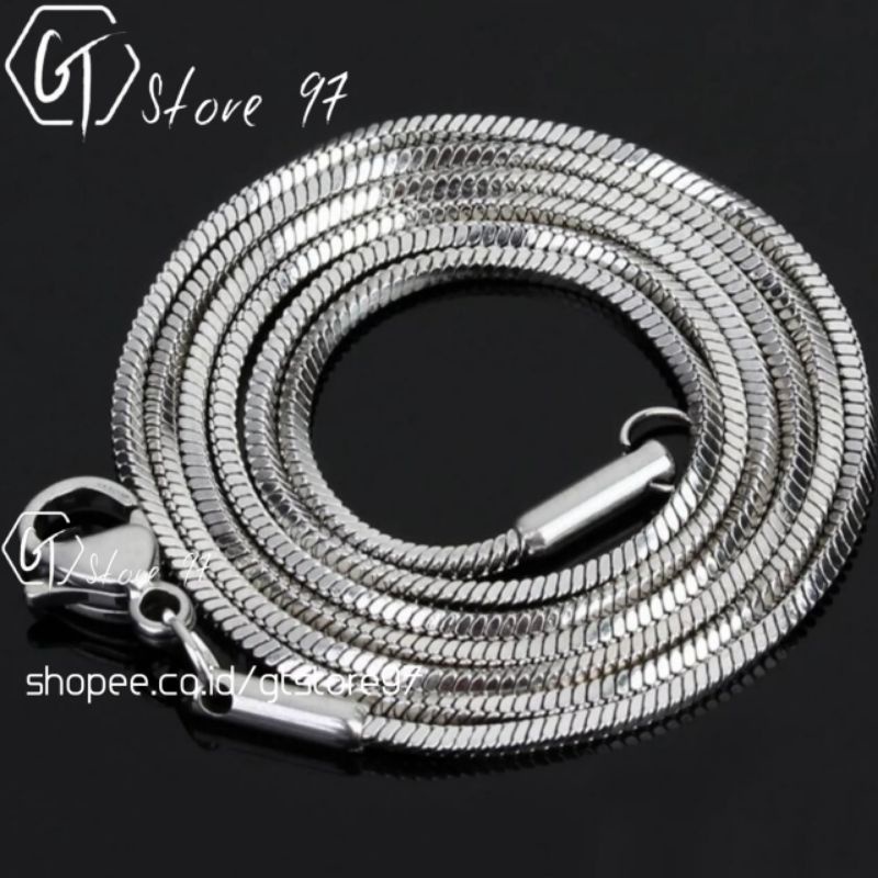 Kalung Titanium Pria Silver Perak Emas Putih Anti Karat Cowok Cewek Wanita Keren Silver Stainless Steel Kalong Cowo Cewe Kecil