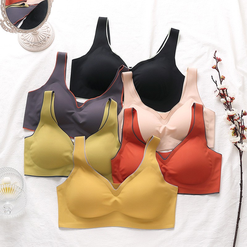 Gobra ♕ PW117 Bra Pakaian Dalam Wanita Tanpa Kawat Lateks Push Up Bralette Mulus Nyaman Import COD