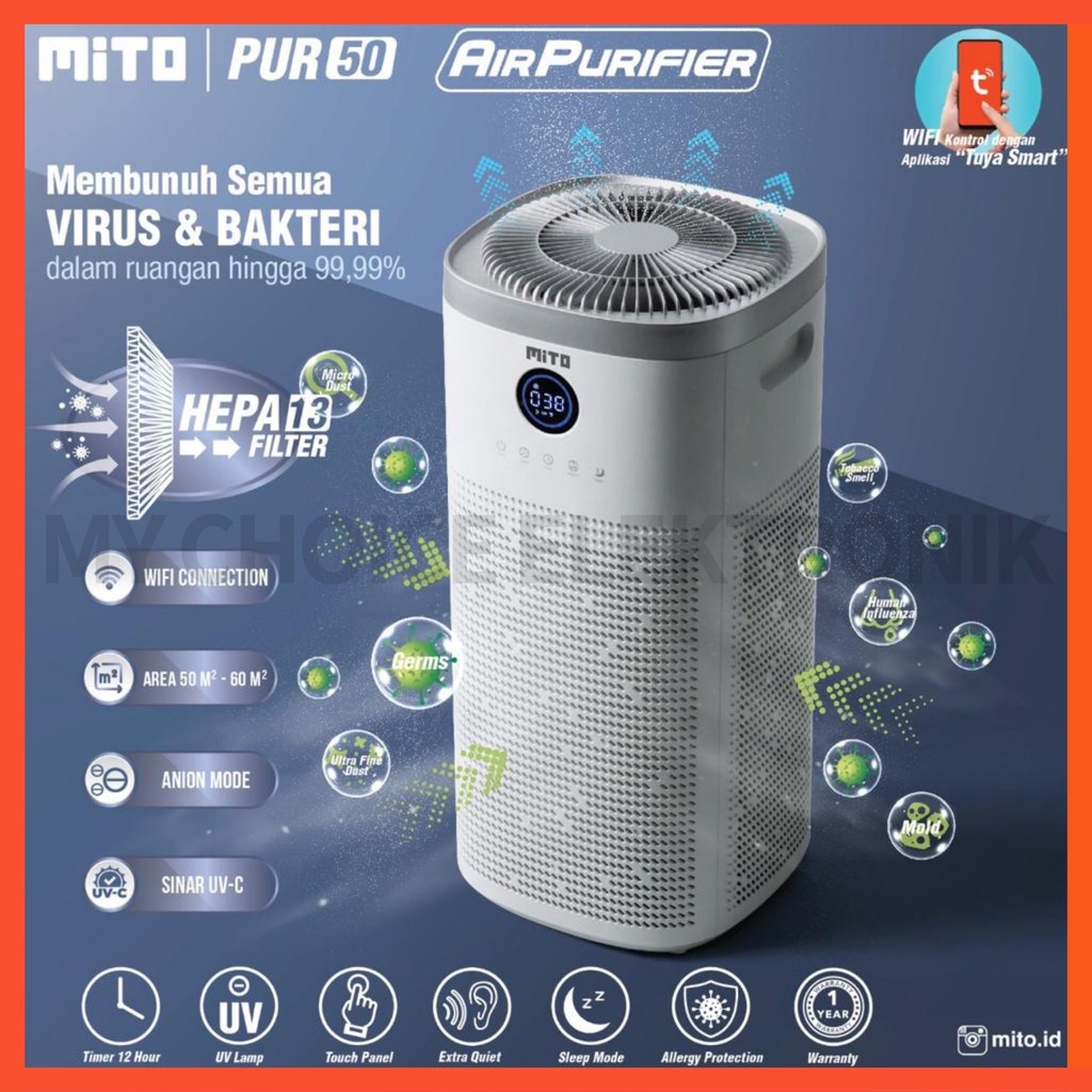 Mito Air Purifier 50 PUR50 UV-C, HEPA13, Anion, Anti-Alergy / PUR-50