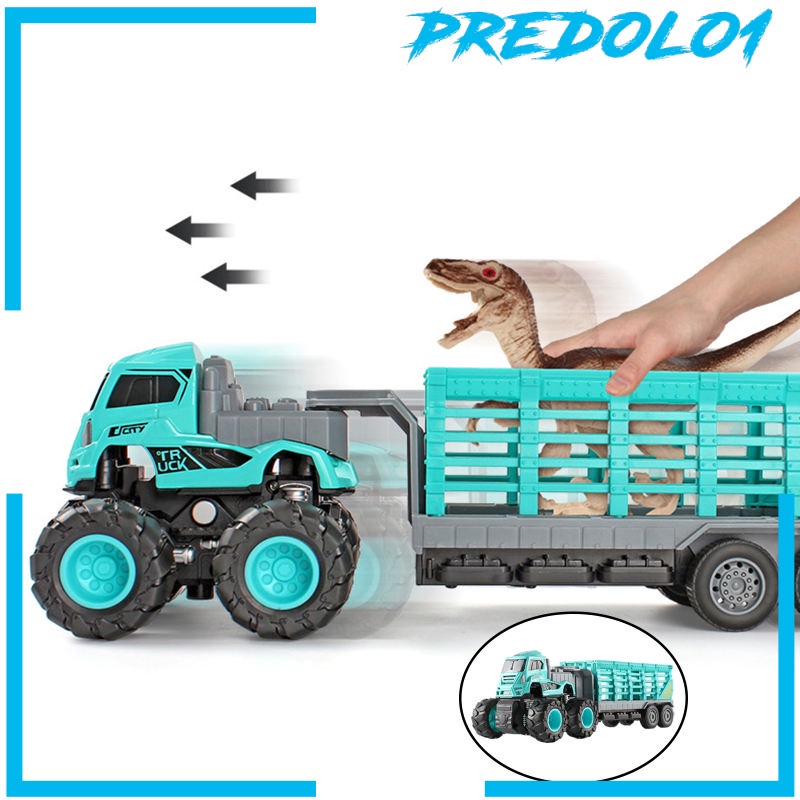 (Predolo1) Mainan Truk Transportasi Dinosaurus Pull Back Untuk Anak Laki-Laki / Perempuan