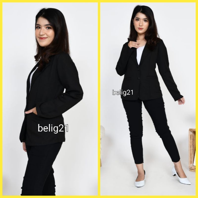 Blazer Hitam Kerja Kantor Formal Wanita Jas Wanita Hitam