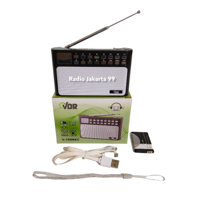 Radio Portable VDR V-168REC USB Kartu Memory Mp3 Player AUX Mic