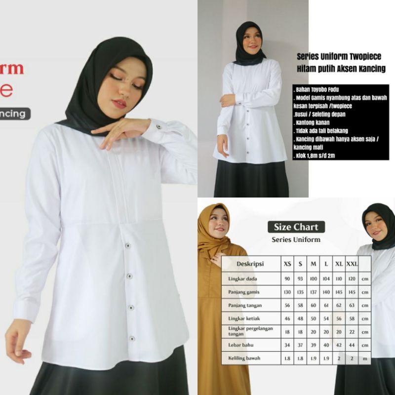 Gamis Dress Seragam Kantor Dinas Syar I Hitam Putih Pns Cpns Psh Asn Model Setelan Atas Bawah Shopee Indonesia