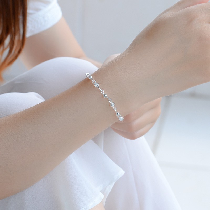 Gelang Kaki Model Rantai Lapis Ganda Bahan 925 Silver Untuk Wanita