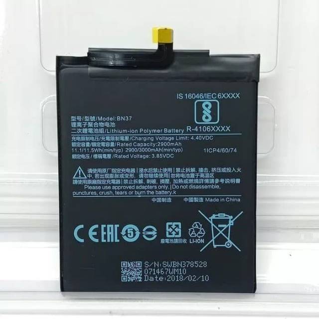 BATRE BATERAI XIAOMI REDMI 6 / 6A BN37 ORIGINAL BN37