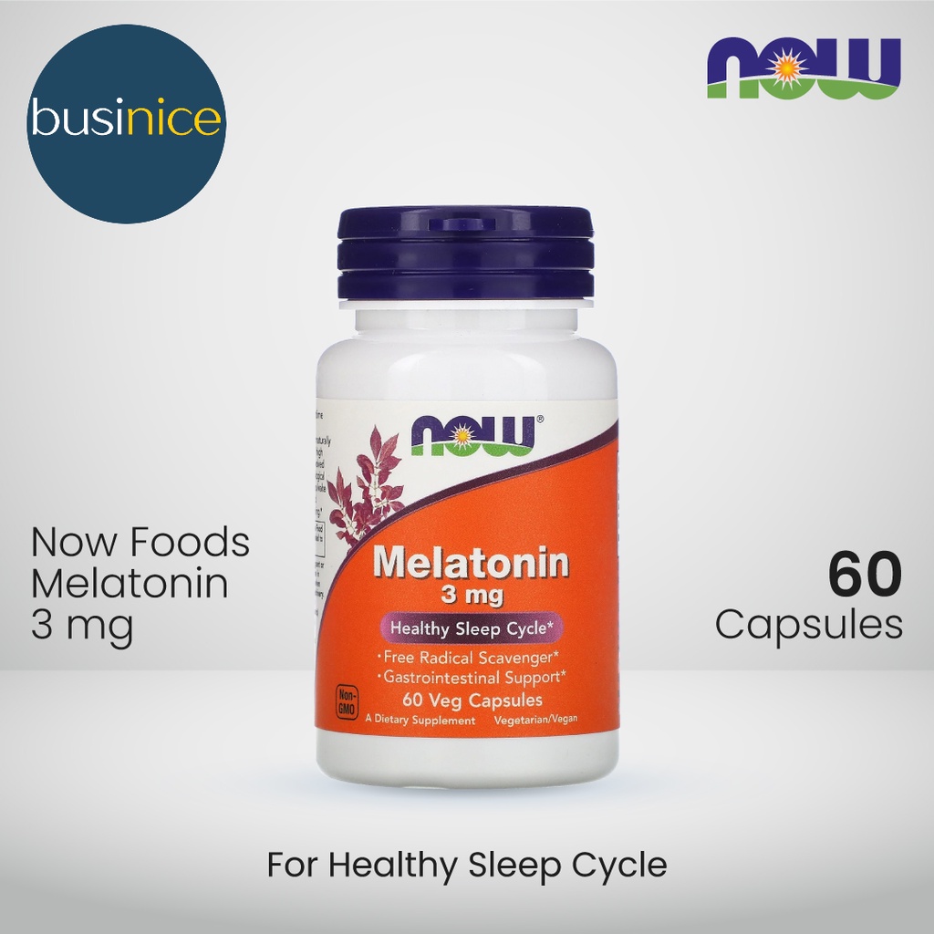 Now Foods Melatonin 60 Veg Capsules Mengatasi Insomnia