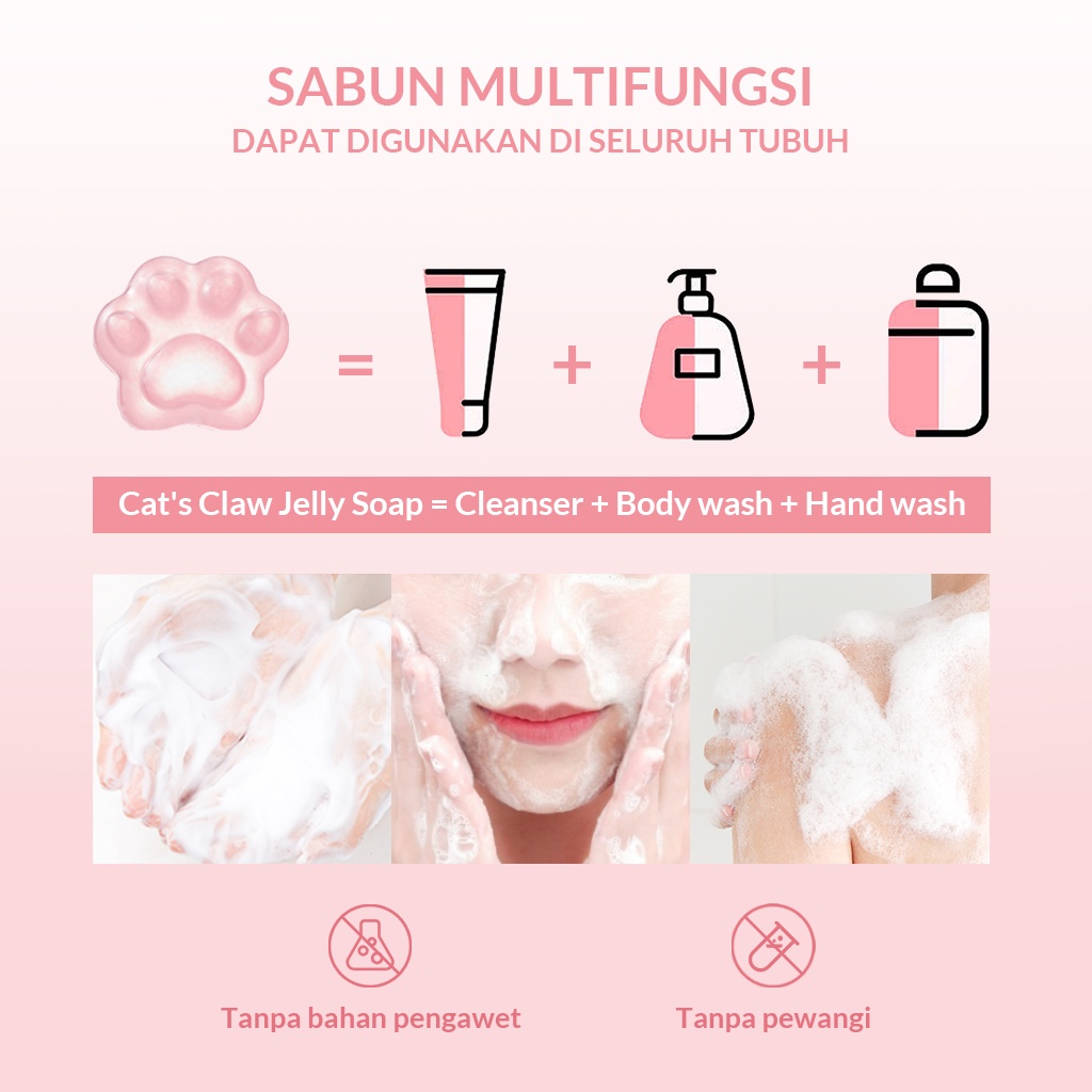 ✨ AKU MURAH ✨ BIOAQUA Cat's Claw Moisturizing Rose Jelly Soap 110gr