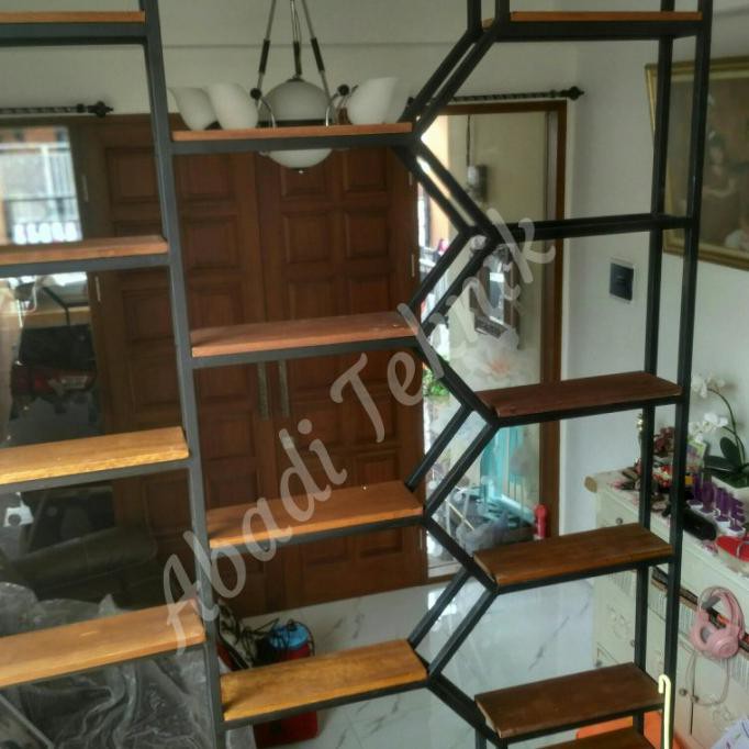 Rak Besi Hiasan Rak Furniture Rak Vas Bunga Rak Kayu Sonbokshop