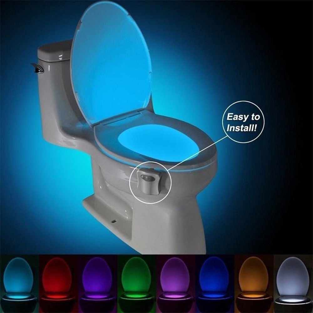 LED Toilet Bathroom Night Light Human Motion Activated Seat Sensor Lamp 8Colors