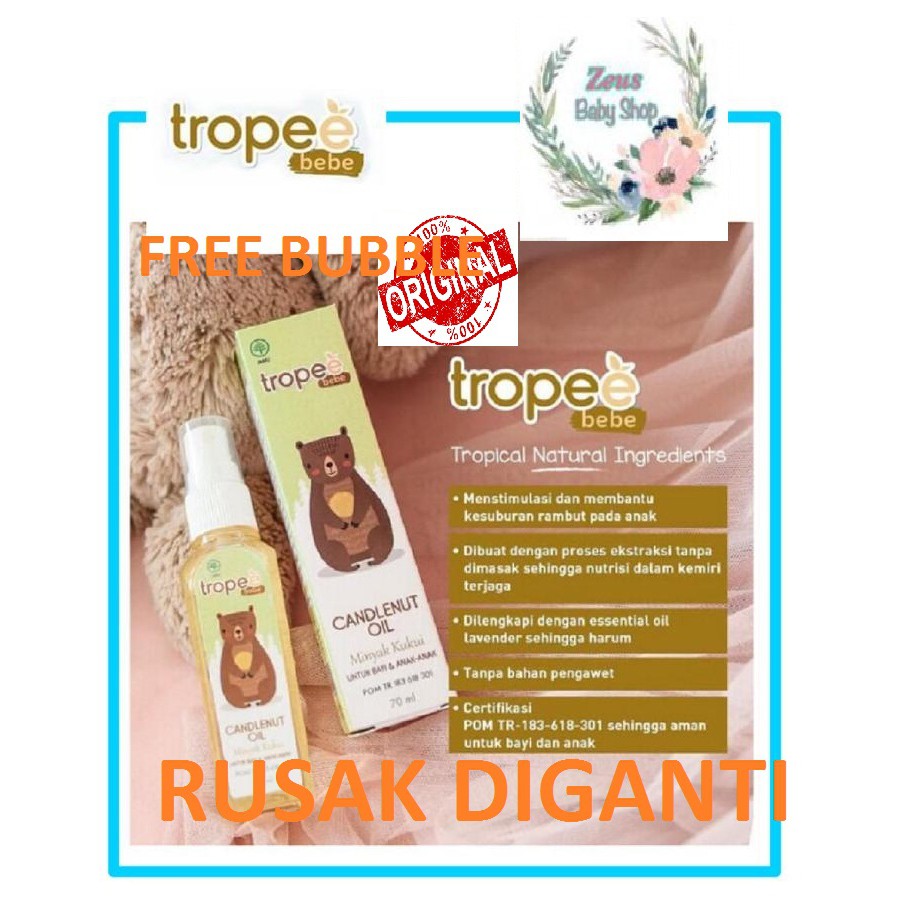 Tropee Bebe Candlenut Oil / Candlenut Shampoo / Olive Message Oil isi