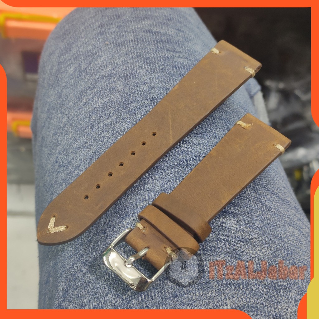 Tali jam tangan Kulit asli Leather strap 20mm 22mm Zorro Coklat