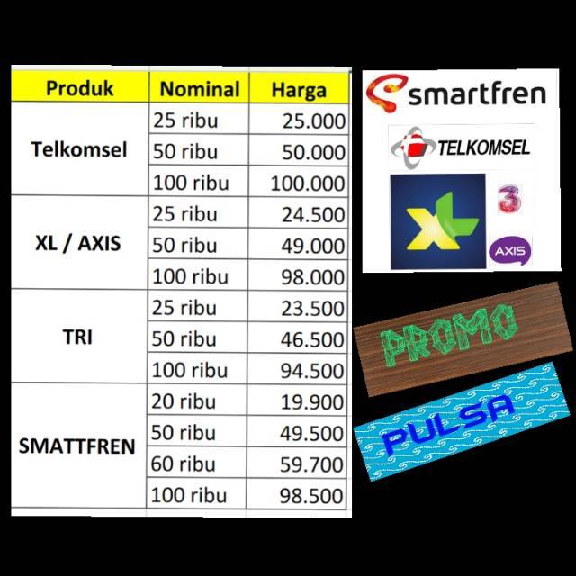 Pulsa Reguler Simpati Xl Tri Axis Smartfren Shopee Indonesia