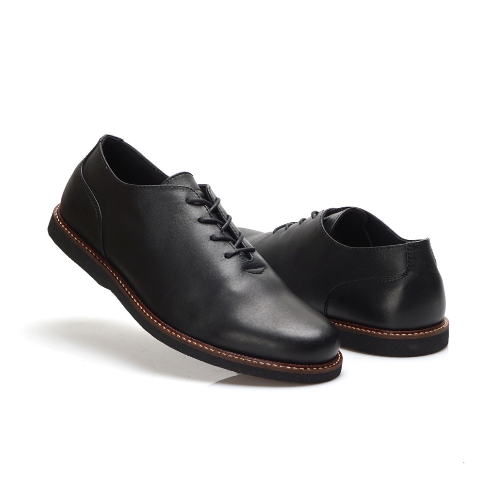AMEDEO BLACK ORIGINAL x GREATA Sepatu Kulit Sapi Asli Full Hitam Pria Formal Pantofel Tali Kerja Kantor Dinas Resmi Guru Kantoran Pesta Undangan Wedding Kondangan Nikah Kuliah Semi Casual Derby Modern Oxford Genuine Leather Footwear Keren Terbaru Branded