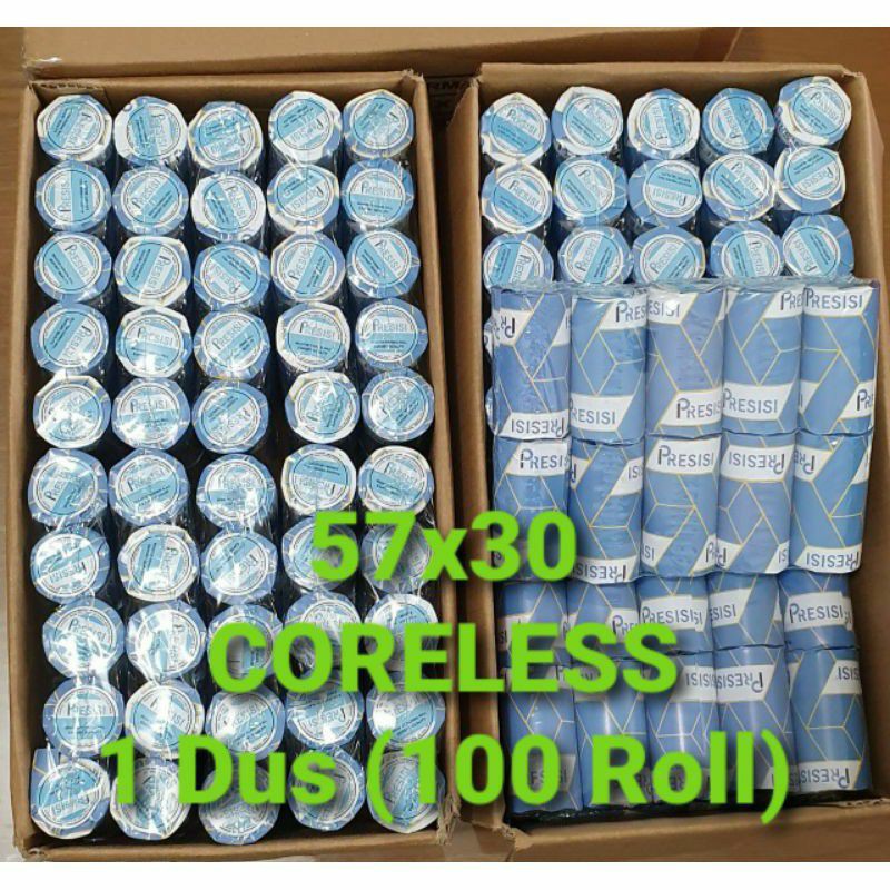 

Kertas Termal 57x30 Coreless 1 Dus (100 Roll) Thermal Paper