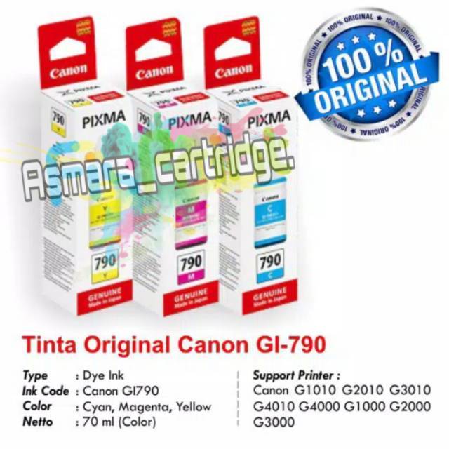 TINTA CANON PIXMA 790 REFILL PRINTER G1000 G2000 G3000