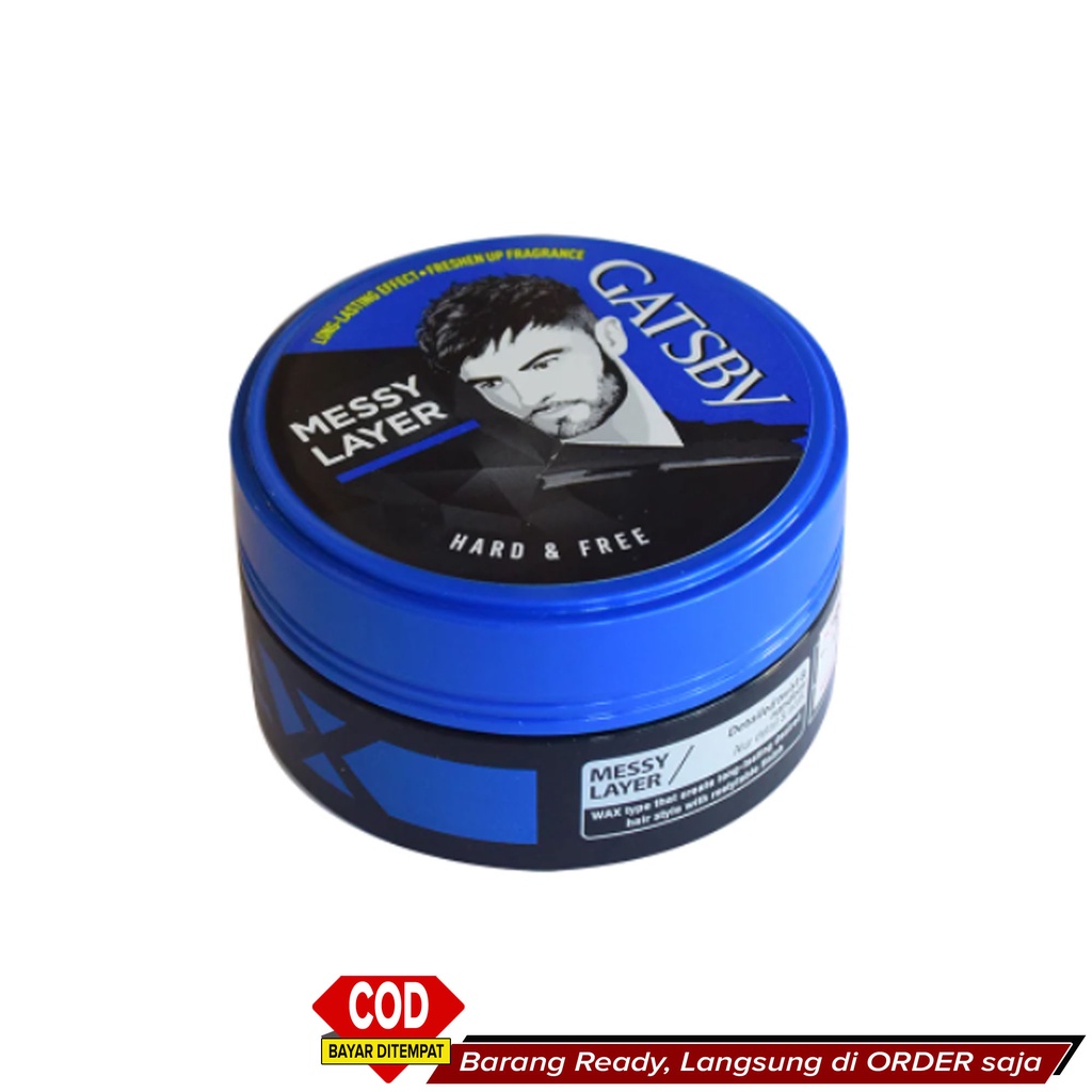 Best Seller Minyak Rambut Cowok Pria gaya Acak Matte Tahan Seharian ~ Gatsby Wax Messy Layer 75g ~ L