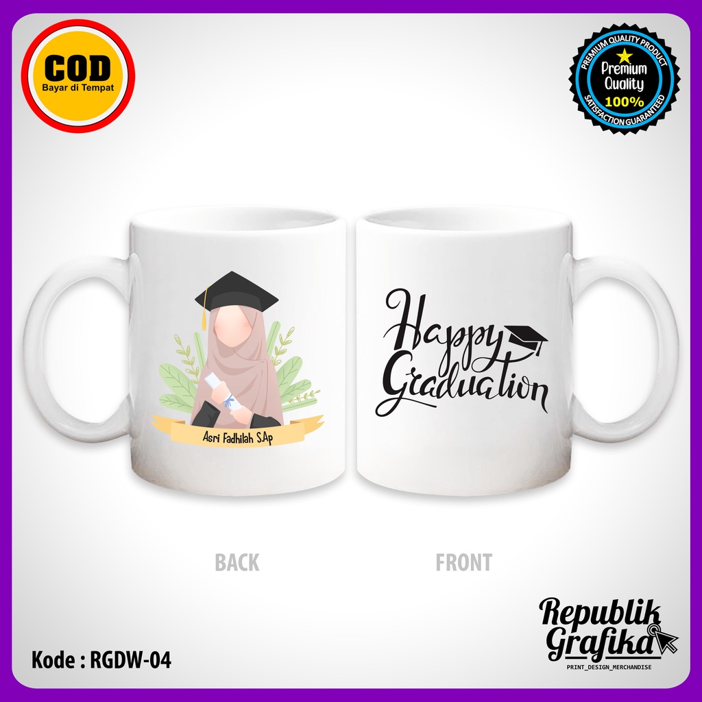 (TANPA PO) MUG KADO WISUDA CUSTOM FOTO DAN TULISAN - SOUVENIR CANTIK HADIAH WISUDA - RGDW-04