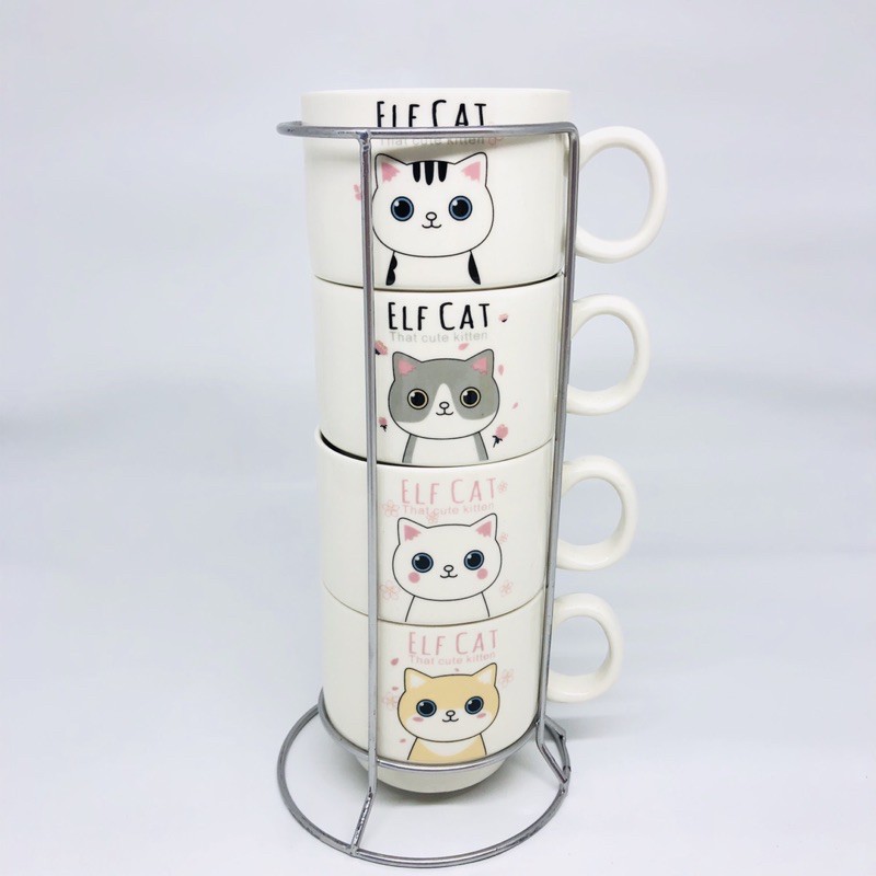 tower mug set gelas keramik susun rak gelas stainless karakter medium
