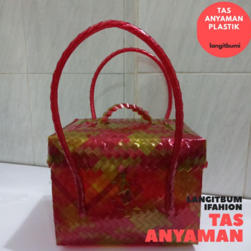 tas nyaman merah bahan plastik tas kerajinan tangan tas anyaman murah