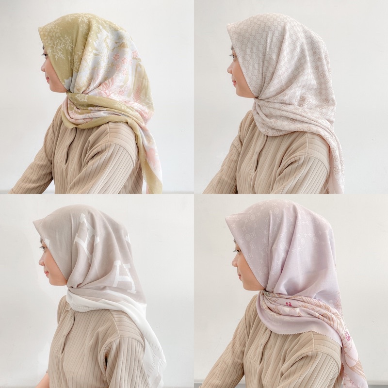 FARIVA - Voal Motif Printing Pattern Hijab Premium Spesialis Nude Pastel Colour