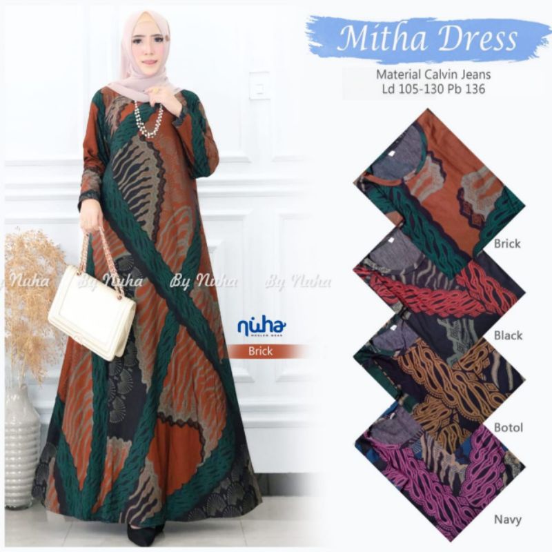BUSANA KEREN ORI GAMIS JUMBO MITA MAXY FLOWER SULTAN BAHAN CALVIN JEANS SOLO BAJU IBU IBU JUMBO