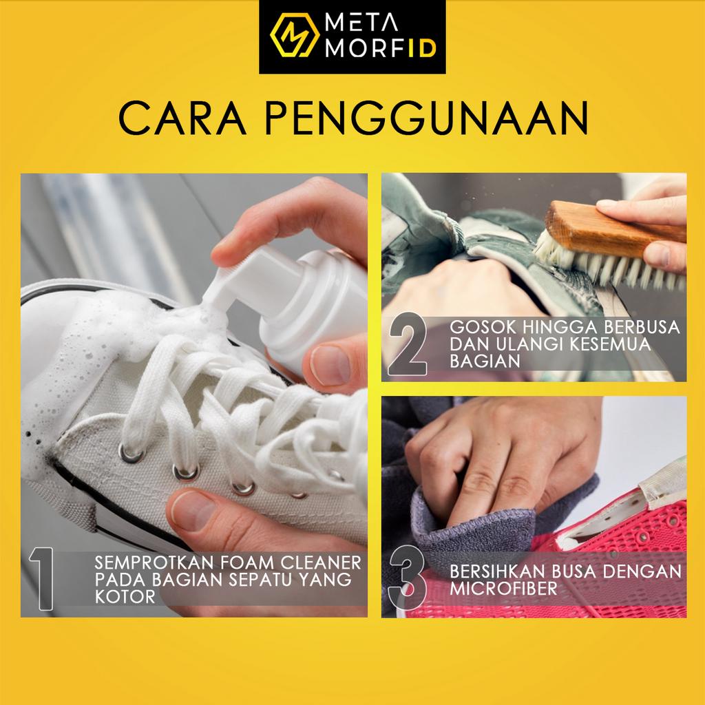 Metamorfid Foam Pembersih Sepatu/Tas Praktis Tanpa Air / Instant Foam Shoes Cleaner 100ml