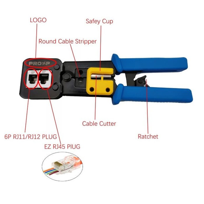 PROXP CTZL2-01 RJ45 &amp; RJ11 RJ12 EZ Cat.5 CRIMPING TOOL warna RANDOM | Tang Krimping Alat krimping kabel LAN ethernet