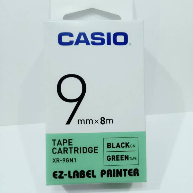 

Casio ez-label printer 9 mm 9mm tipe xr-9we1 warna hijau original