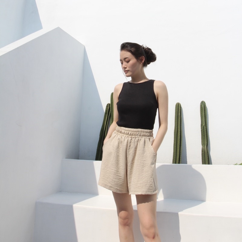 OSLO SHORTS | Celana Pendek Highwaist Linen Crinkle Short Pants Loungewear Celana Rumah Soma