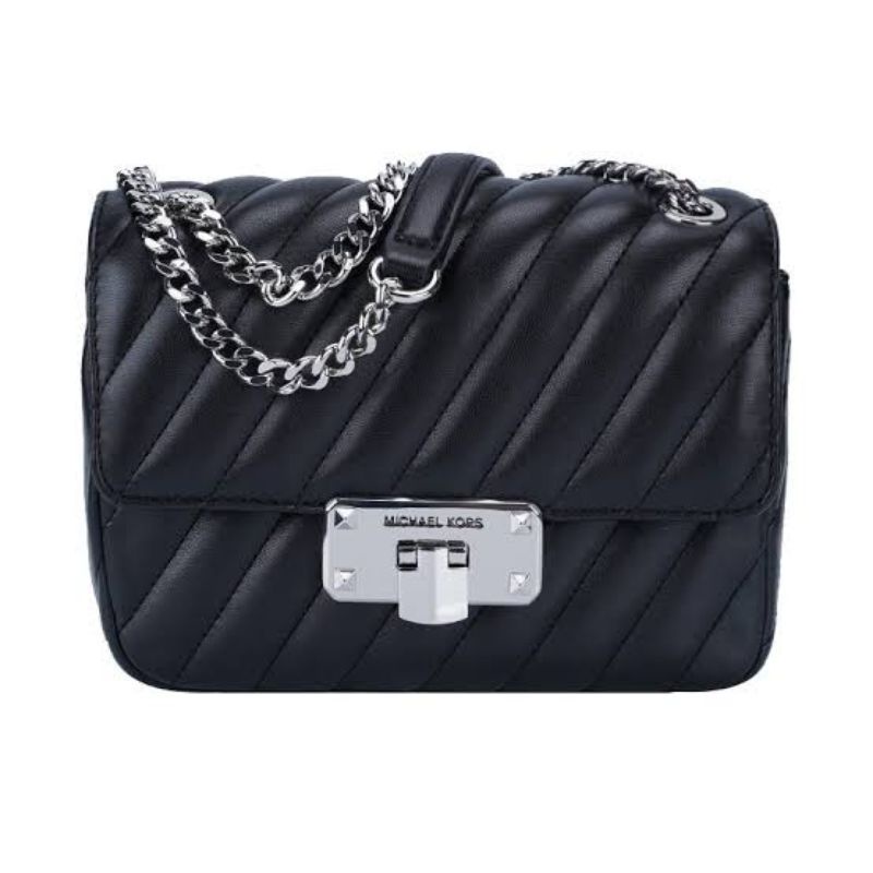 Tas MK Original - Michael Kors PEYTON SMALL SHOULDER FLAP CROSSBODY BLACK