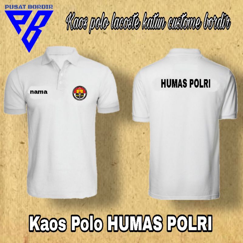 Kaos Polo fulk bordir HUMAS POLRI / tshirt polo bordir HUMAS POLRI / Polo shirt HUMAS POLRI
