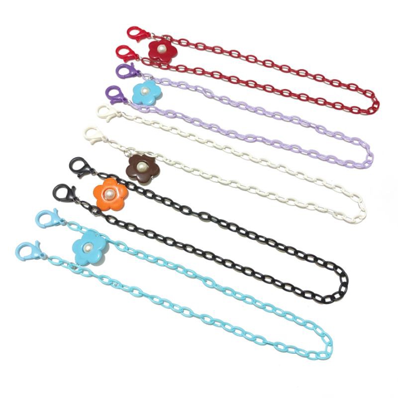 Strap Mask Acrilic Chain Rantai Akrilik Charm Bunga Mutiara Kalung Gantungan Masker